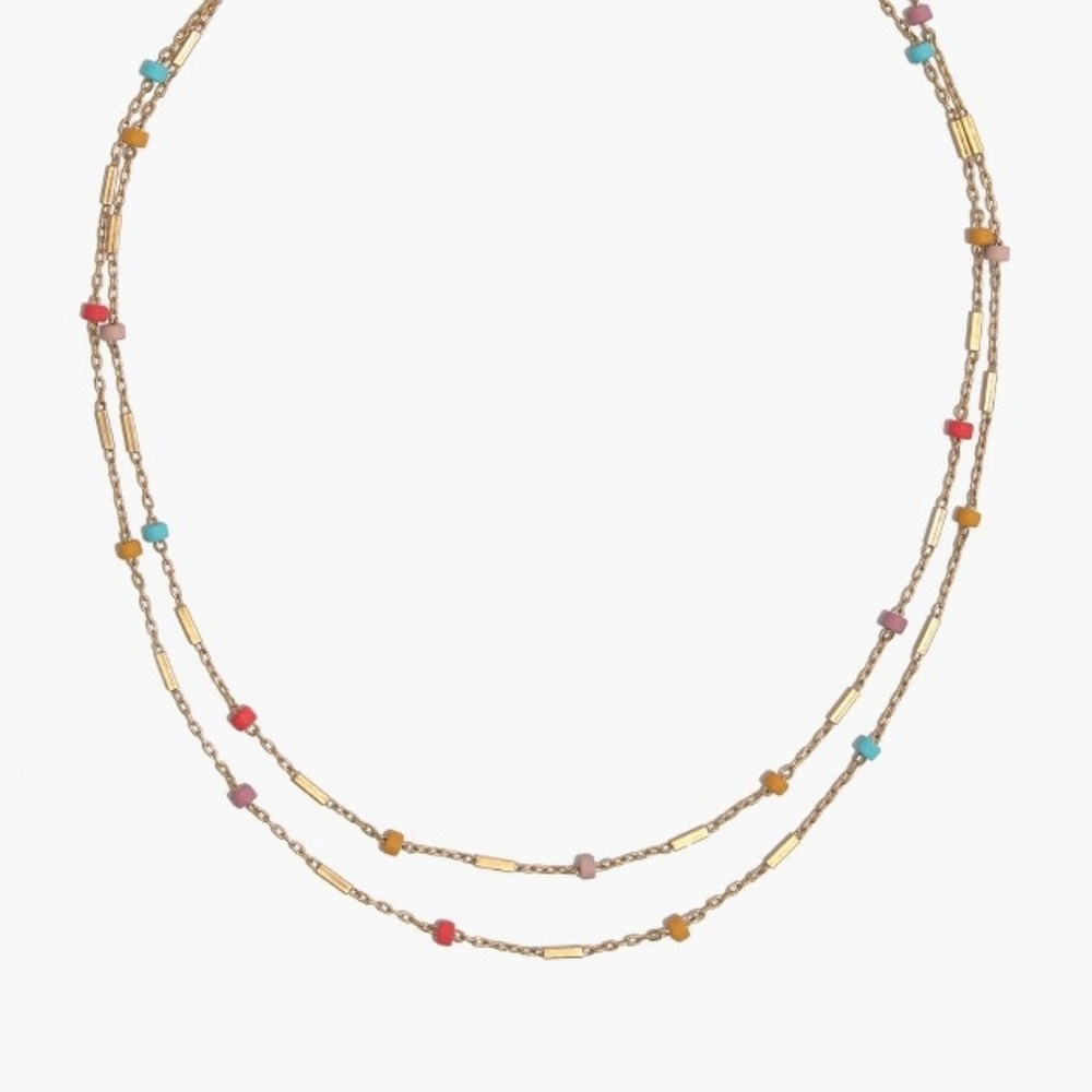Layered beaded chain necklace